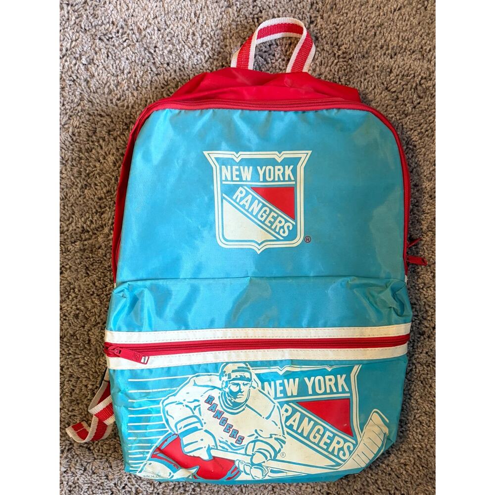 Vintage ADS Sports New York Rangers Blue Red Graphic Zipper NHL Sports Backpack